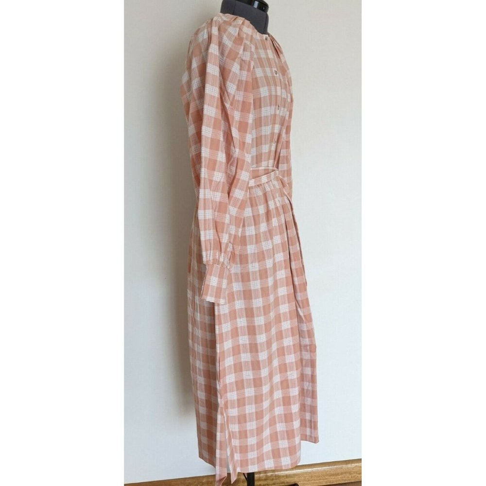 Witchery Womens Check Midi Shirt Dress Pastel Orange Long Sleeve Size 12 /14 NEW - Picture 10 of 12
